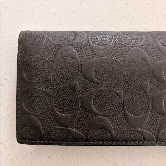 Coach Dark Brown Embossed wallet - Picture 2 of 9
